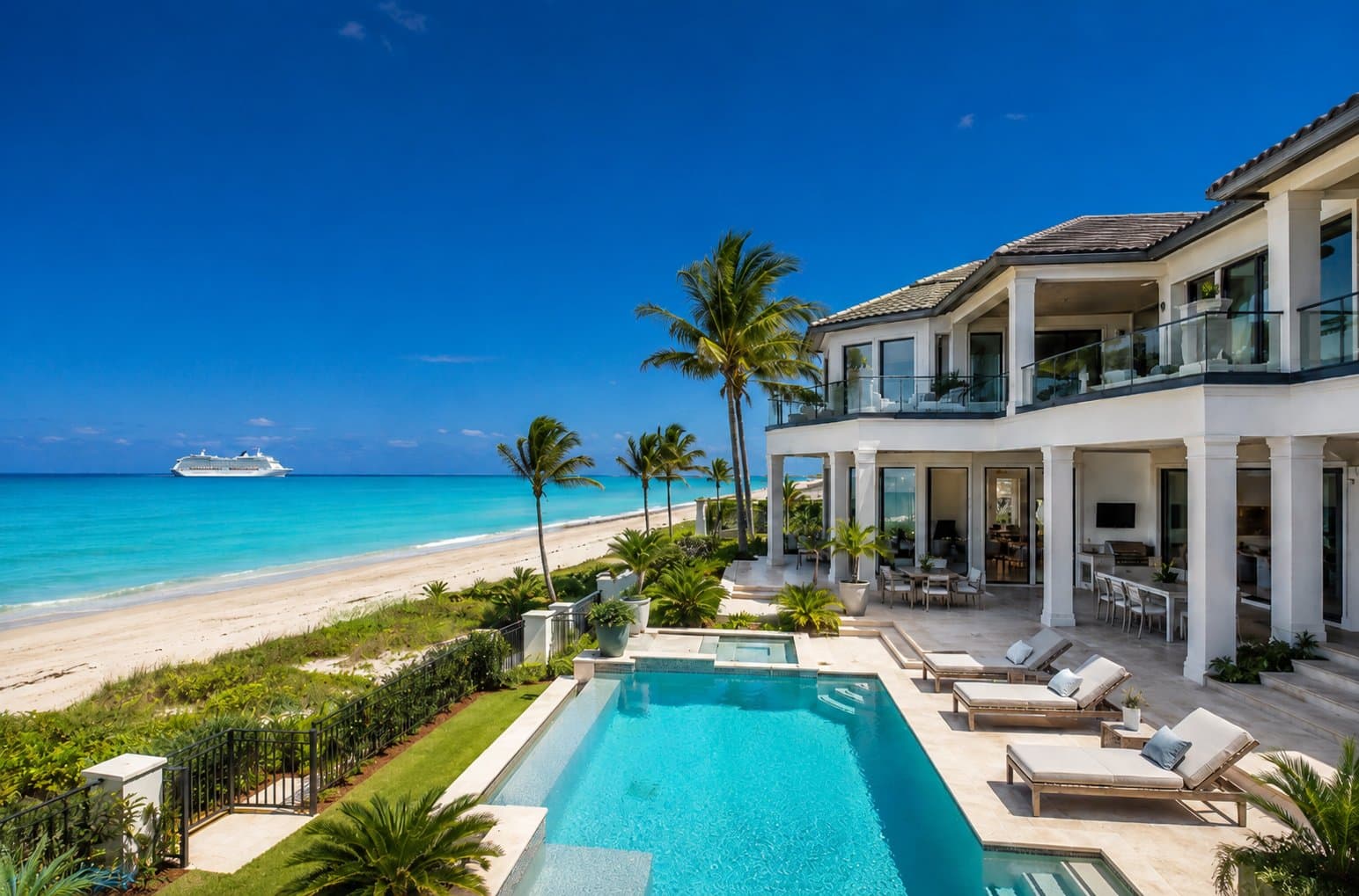Beachfront estate with private pool overlooking the Brevard County coastline